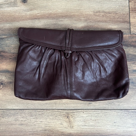 Handbags - Vintage Dark Brown Leather Clutch Antonia‎ designs